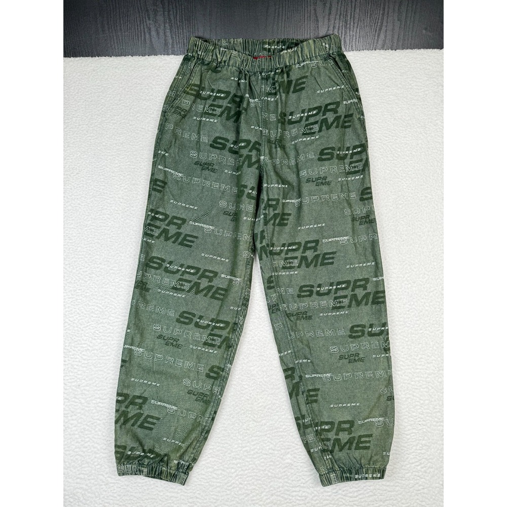 Supreme FW19 Dimensions Logo Skate Pants Mens S Green Elastic Waist